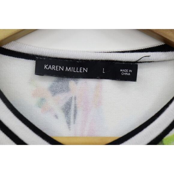 Stunning KAREN MILLEN Floral Lily Sporty Soft Button Front Cardigan US L - Picture 9 of 13
